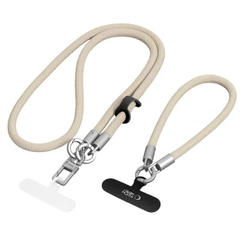 Tech-Protect C10S Crossbody Phone Lanyard (114 cm) + Wrist Strap (31 cm) - Beige Titanium