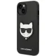 Karl Lagerfeld Saffiano Choupette Head Patch dėklas iPhone 14 Plus / 15 Plus, Juodas