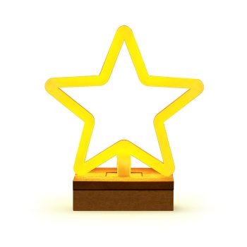 LED Neon Star Sign with Wood Stand Forever Light FLNW04 Christmas Decor, Warm White