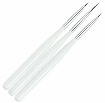 Fine Detail Nail Art Brush Set for Gel Polish and Manicures 3 pcs, White