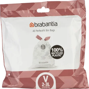 Brabantia PerfectFit Code V šiukšlių maišai 3 l, 40 vnt., balti