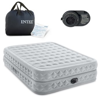Pripučiama dvigulė lova INTEX Queen su integruota pompa, 64490ND