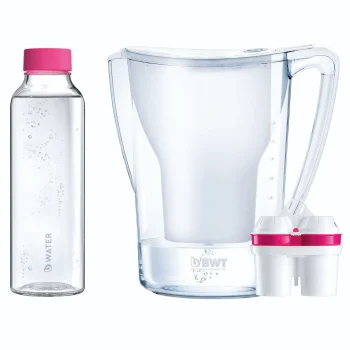 BWT AQUAlizer Home 2.6 l vandens filtravimo ąsotis su 750 ml stikline gertuve, rožinis
