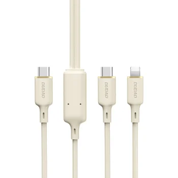 „Dudao L7SF“ 2in1 laidas USB-C į USB-C / Lightning, 100W, 1.2 m, béžinis
