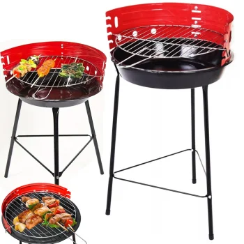 Portable Round Charcoal & Briquette Garden BBQ Grill, 35cm