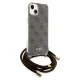Guess dėklas iPhone 15 / 14 / 13 su virvele Crossbody Cord 4G Print, rudas