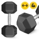 4Fizjo HEX Steel Dumbbell, 17.5 kg, Black