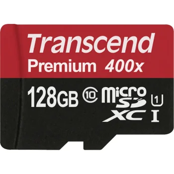 Atminties kortelė Transcend microSDXC 128GB Class 10 UHS-I 400x + SD adapteris