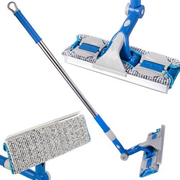 Telescopic Window Squeegee and Scrubber, Blue