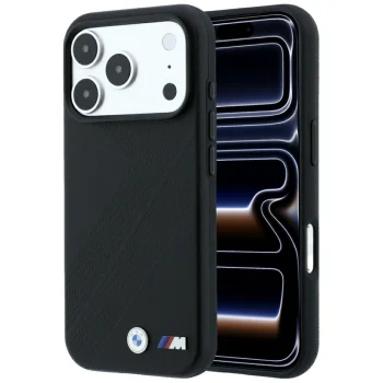 BMW M Tire Track Metal Logo MagSafe dėklas iPhone 17 / 18 Pro Max, juodas