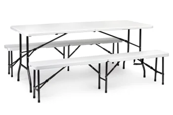 Multigarden Folding Banquet Table 180 cm with 2 Benches, White