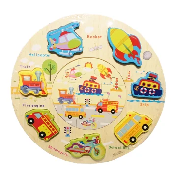 Bakalu Round Shape Puzzle Vehicles - English Learning Toy