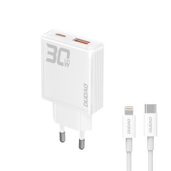 Dudao A30EUL 30W GaN įkroviklis USB-A / USB-C su USB-C - Lightning laidu