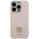 Guess Silicone Logo Strass 4G dėklas, skirtas iPhone 15 Pro, šviesiai rožinis