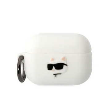 Karl Lagerfeld AirPods Pro 2 silikoninis dėklas Choupette Head 3D, baltas