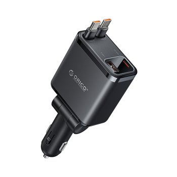 Automobilinis įkroviklis Orico Twin Reach 45W su ištraukiamais laidais, juodas