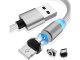 3-in-1 Magnetic Charging Cable Micro USB / Type-C / Lightning, 1m, Silver