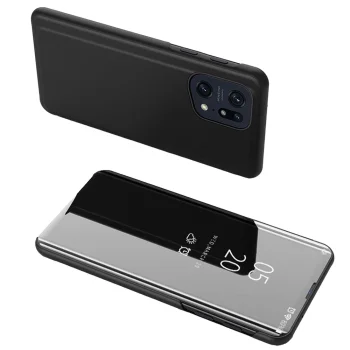 Atverčiamasis dėklas Clear View Case telefonui Oppo Find X5 Pro, juodas
