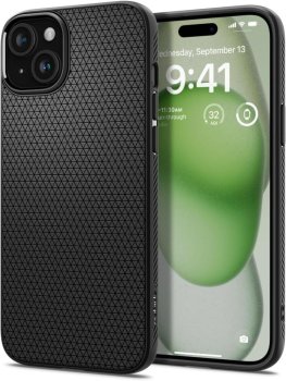 Spigen iPhone 15 Plus dėklas Liquid Air, matinis juodas