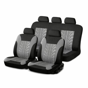 Universal Car Seat Covers 9-Piece Set, Black-Grey