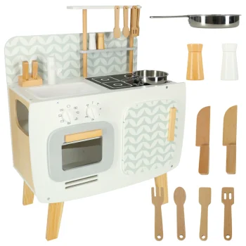 Lulilo Retro medinė žaislinė virtuvėlė vaikams su priedais, 73 cm