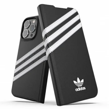 Adidas iPhone 13 / 13 Pro atverčiamasis dėklas OR Booklet PU, juodas ir baltas