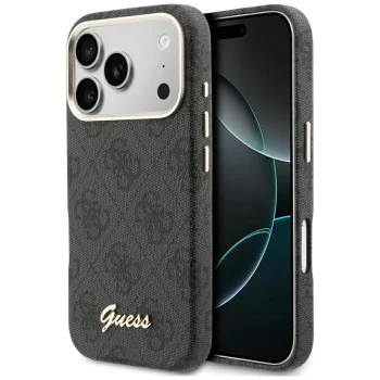Guess 4G Script MagSafe dėklas iPhone 17 Pro Max, juodas