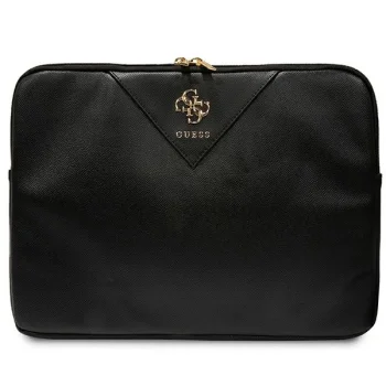 Guess ZIP Leather Triangle nešiojamojo kompiuterio dėklas 16", juodas