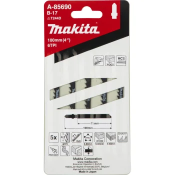 Siaurapjūklio pjūkleliai Makita B-17 A-85690 medžiui ir plastikui, 5 vnt.