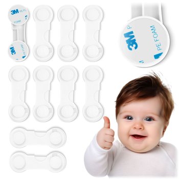 Vaikų saugumo užraktai spintelėms Ricokids 798300, 10 vnt., baltos spalvos