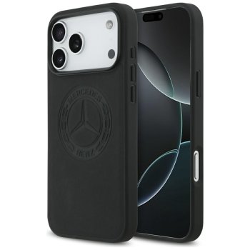 Mercedes iPhone 17 Pro Max Case Leather Vintage Logo MagSafe, Black