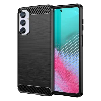Lankstus dėklas telefonui Samsung Galaxy M54 su anglies pluošto raštu, juodas