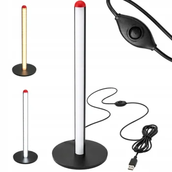 Juodas LED stalinis šviestuvas su 3 šviesos spalvomis, 25 cm