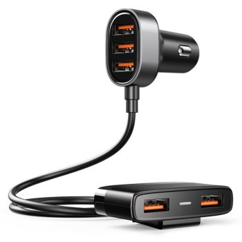 Joyroom JR-CL03 Fast Car Charger 5x USB with 1.5m Extension Cable, Black
