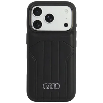 Audi Synthetic Leather MagSafe dėklas telefonui iPhone 18 Pro / 17 Pro, juodas