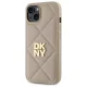DKNY dėklas iPhone 14 telefonui Quilted Stack Logo, smėlio spalvos