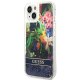 Guess Flower Liquid Glitter dėklas telefonui iPhone 14, mėlynas
