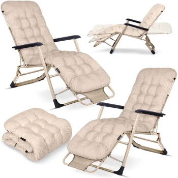 Sofotel Chillwell Folding Garden Sun Lounger with Cushion, Set of 2, Beige