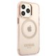 Guess Gold Outline Translucent MagSafe Case for iPhone 13 / 13 Pro, Pink
