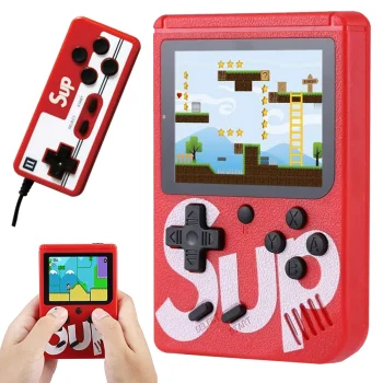 Mini retro nešiojamoji žaidimų konsolė, 400 žaidimų, 3.0" ekranas, TV jungtis, pultelis, raudona