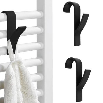 Bathroom Radiator Towel Hooks, 2 pcs, Black