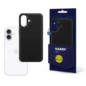 Dėklas „3mk Hardy Silky Leather MagCase“, skirtas „iPhone 16“, juodas