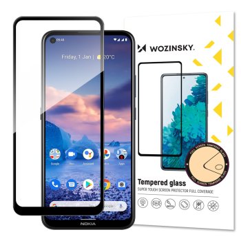 Apsauginis stiklas 5D Nokia 5.4 telefonui, juodais kraštais