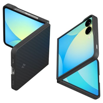 Spigen AirSkin Aramid dėklas telefonui Samsung Galaxy Z Flip 7, juodas
