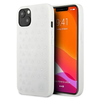 Mercedes iPhone 13 mini dėklas Silver Stars Pattern, baltas