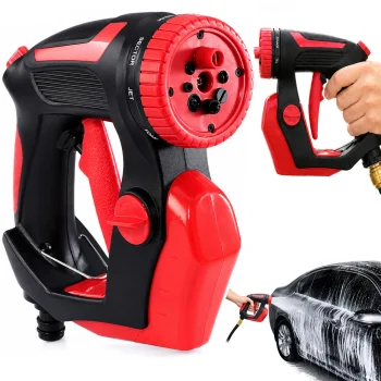 Automobilio plovimo pistoletas su 200 ml talpykla, 8 režimai, raudonas