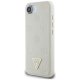Guess Grained Hot Stamp Peony Triangle Logo MagSafe dėklas iPhone 16e, smėlinis