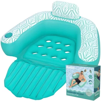 Pripučiamas vandens krėslas Bestway Comfort Plush Pro, 145x120 cm, mėlynas/baltas