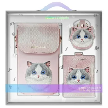 Nimmy Big Eyed Pet 2.0 Cat trijų dalių krepšelio ir dėklų rinkinys, rožinis