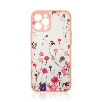Dėklas iPhone 12 Pro Max su gėlių raštu Design Case, rausvas